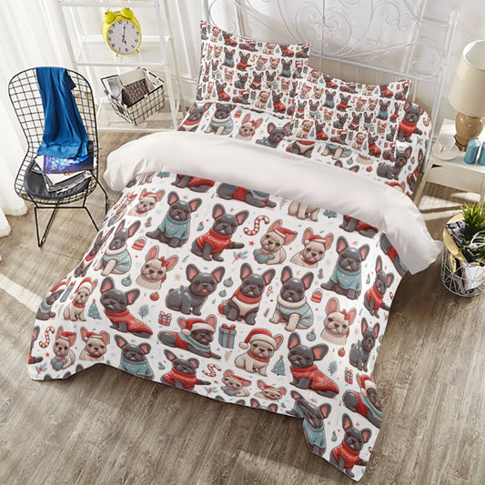 Lynnezilla Duvet Cover 3 Pieces Bedding Set French Bulldog Bedspread  Comforter Set Bed Cover All Season Twin/Full/Queen/King Size, 1 Duvet Cover  + 2