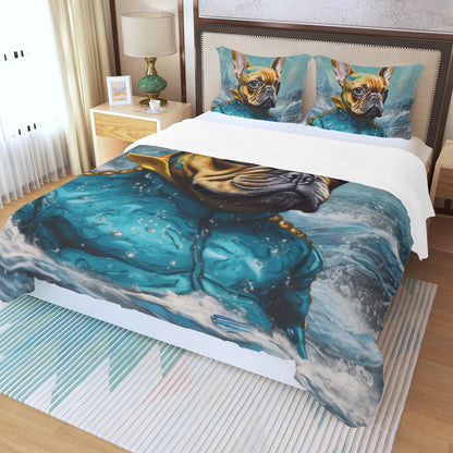 Oceanic Frenchie Duvet Cover Set - Dive into Comfortable Sleep