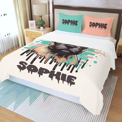 Custom Bedding Set with Frenchie's Name - Bedding Set