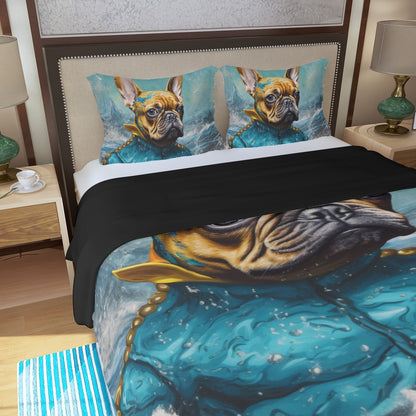 Oceanic Frenchie Duvet Cover Set - Dive into Comfortable Sleep