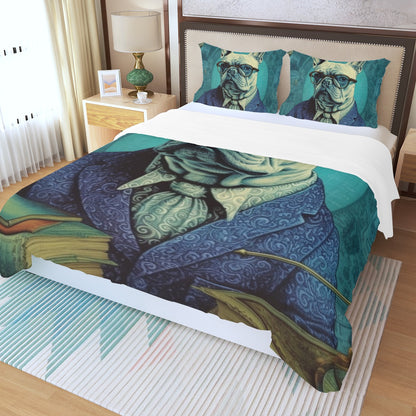 Professor Paws - French Bulldog As Academic Themed Duvet Cover Set