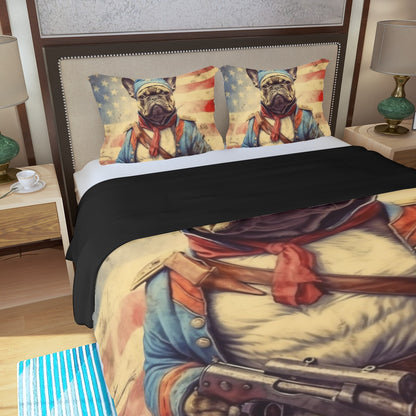 Brave Frenchie - French Bulldog as Soldier Duvet Cover Set