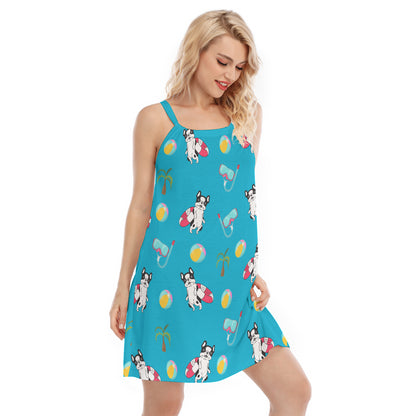 BELLA - Women's O-neck Cami Dress - Frenchie Bulldog Shop