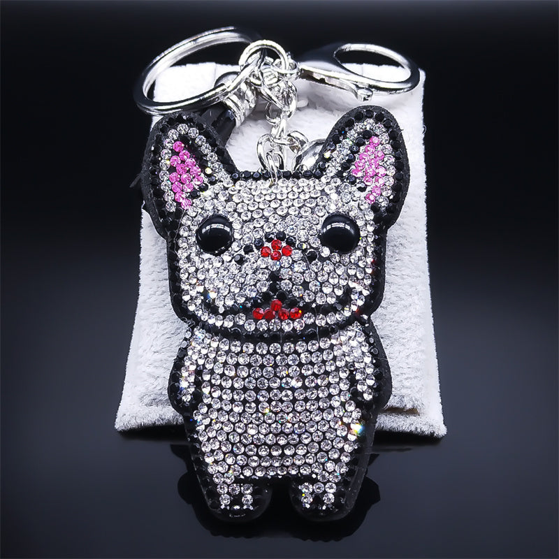 French Bulldog Crystal Tassel Keychain Bag Accessories - French Bulldog Shop