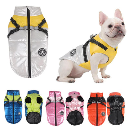 French Bulldog Winter Jacket With Reflective Harness (WS088) - Frenchie Bulldog Shop