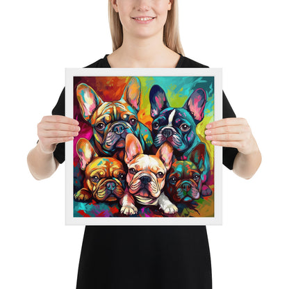 Frenchies Love - Premium Framed Poster for French Bulldog Enthusiasts