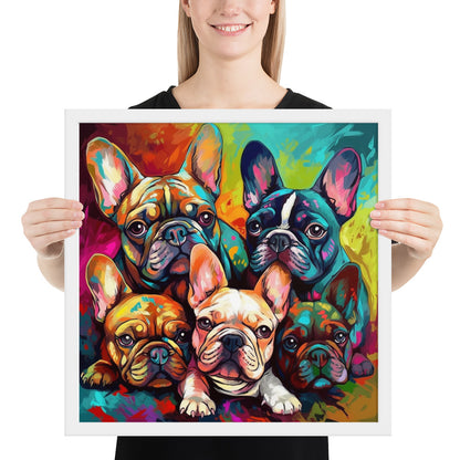 Frenchies Love - Premium Framed Poster for French Bulldog Enthusiasts