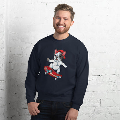 Frenchie with skiboard - Unisex Sweatshirt - Frenchie Bulldog Shop