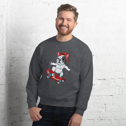 Frenchie with skiboard - Unisex Sweatshirt - Frenchie Bulldog Shop