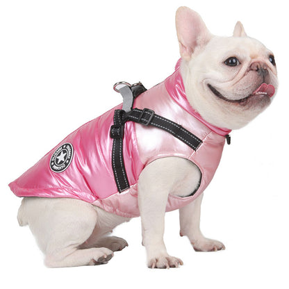 French Bulldog Winter Jacket With Reflective Harness (WS088) - Frenchie Bulldog Shop