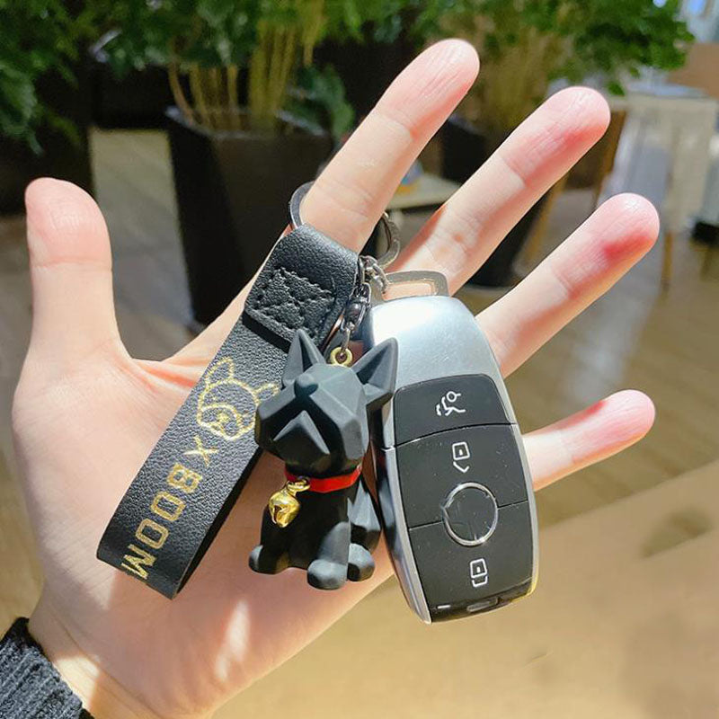 French Bulldog Keychain PU Leather Dog Keychainst Key Ring Key Chain